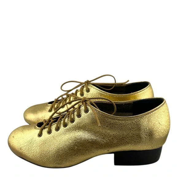 Rachel Comey Gold Leather Heeled Oxfords - www.joarbit.com